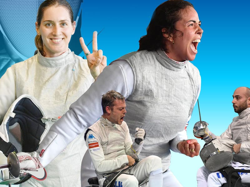 Dimostrazione di scherma inclusiva olimpica, paralimpica, non vedenti